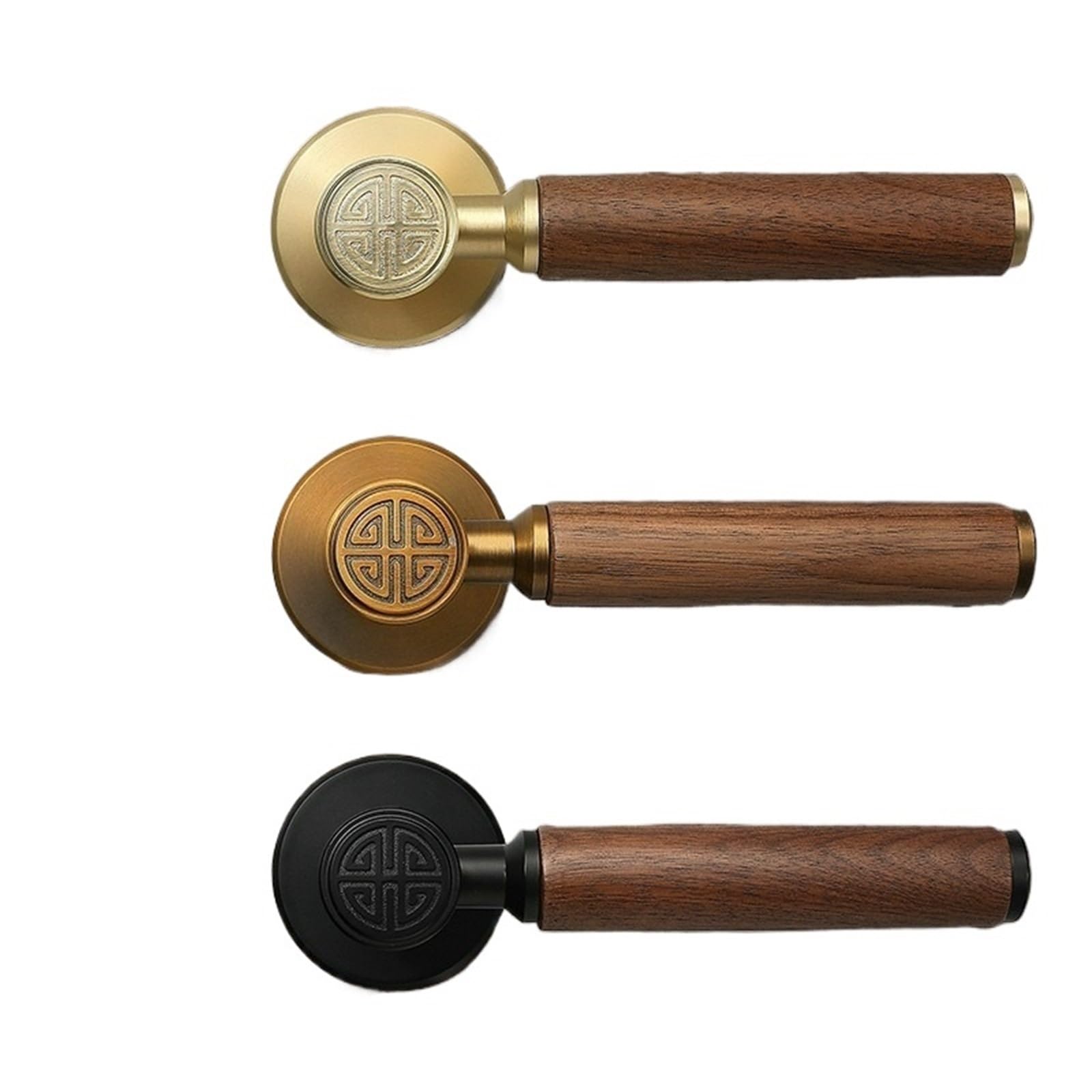 Kdhcvkz Black Nickel Color Retro Home Interior Bedroom Bathroom Door Lock, Silent Walnut Wood Handle(Black Nickel Color)
