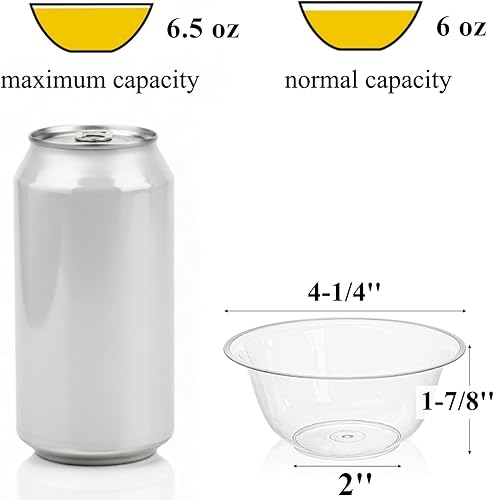 Miniatura 2 de Tebery Paquete de 200 cuencos de plástico transparente, 6 onzas, desechables, pequeños cuencos duros para sopa, ensalada, cuencos de fiesta
