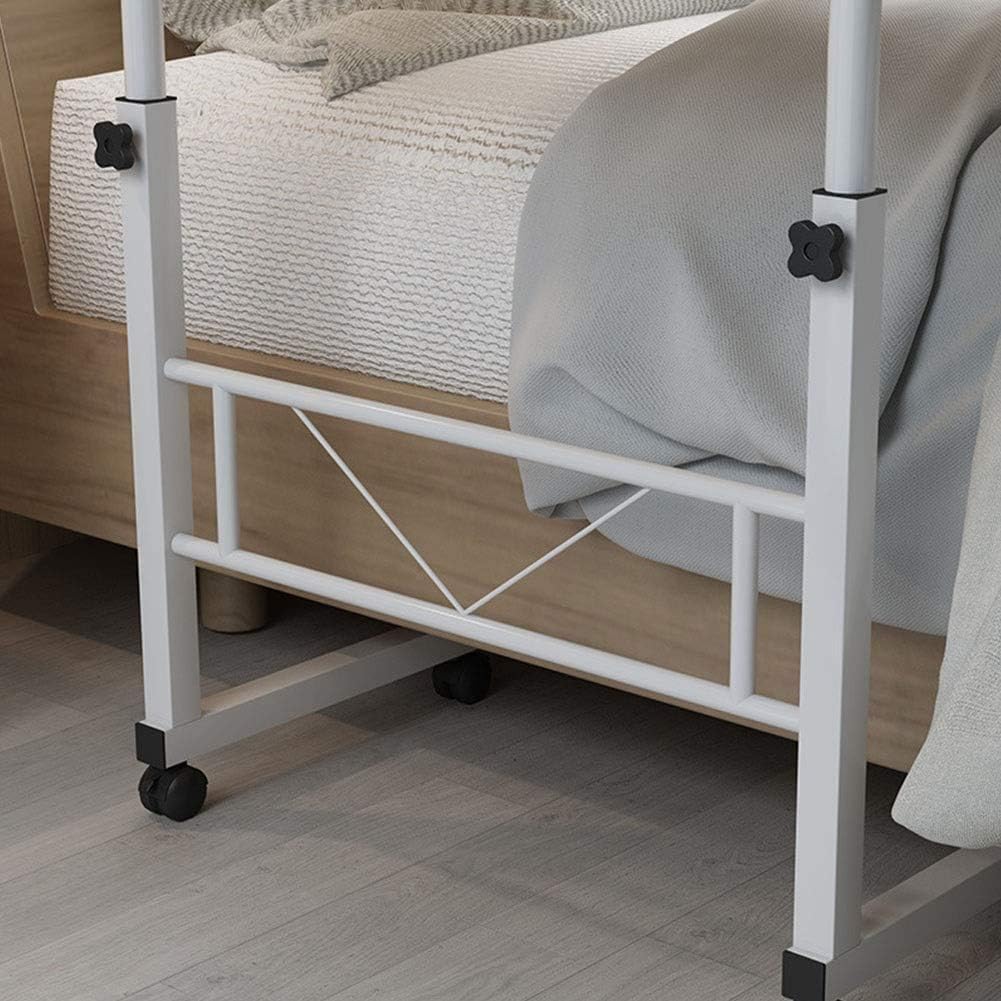 Laptop Table Side Table Overbed Table with Wheels Height Adjustable 360° Swivel Medical Portable Overbed Bedside Hospital and Home Notebook Desk Sofa Side Table W (Size 60x40cm) 60x40cm