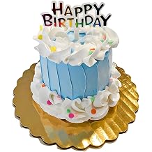Fake Mini Birthday Cake Blue Artificial Cake, Faux Birthday Dessert Display Prop Handmade by Dezicakes