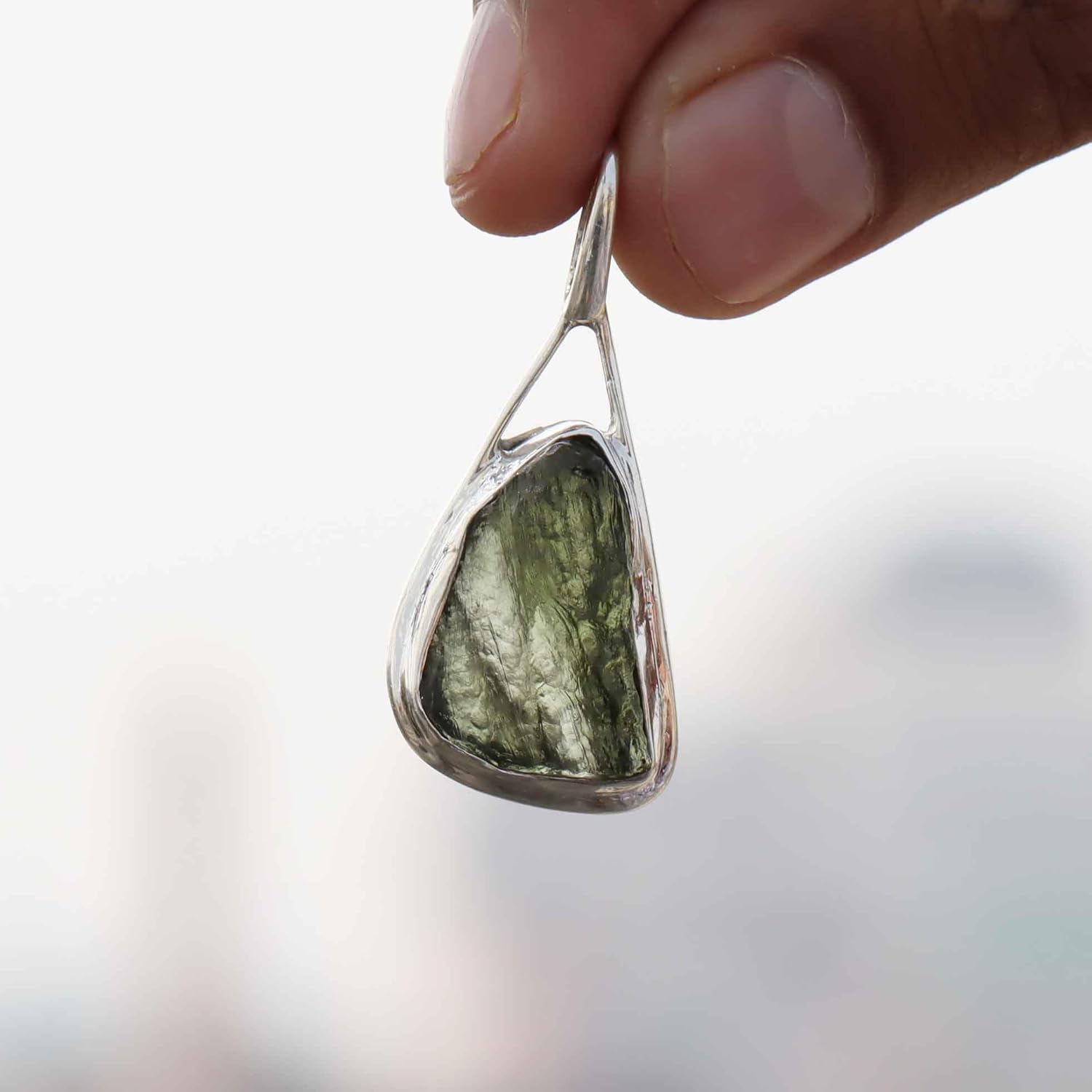 Authentic Rough Moldavite Pendant Necklace Certified Moldavite From Czech Republic 925 Sterling Silver Moldavite Pendant Handmade Jewelry Healing Crystal Pendant Birthday Gift for Her - Image 4