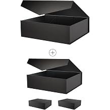 PACKHOME 16.3x14.2x5 Inches, 4 Extra Large Gift Boxes with Lids, Gift Boxes for Clothes and Large Gifts Matte Black with Grain Texture