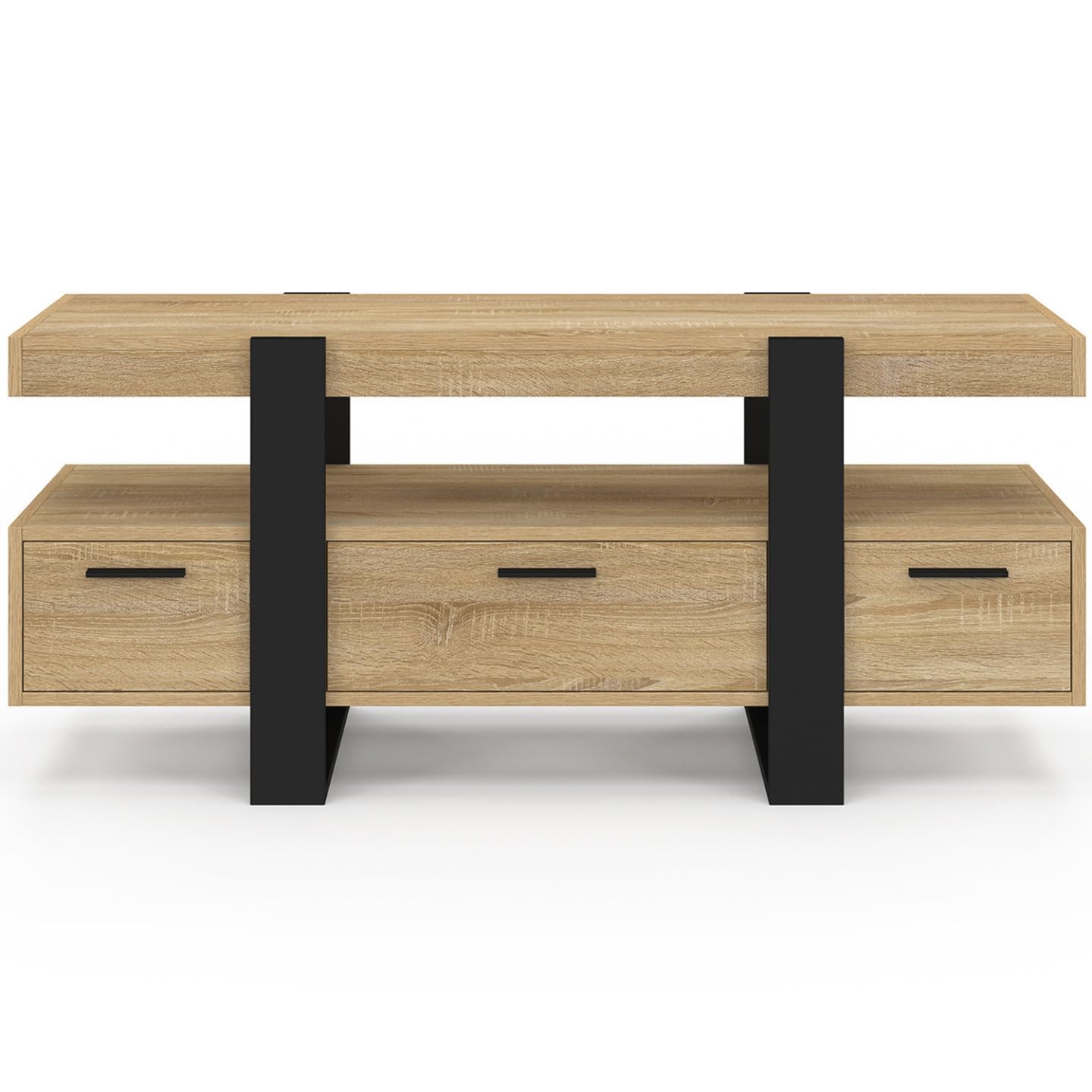 IDMarket - Meuble TV 116 cm Phoenix avec tiroirs Bois et Noir