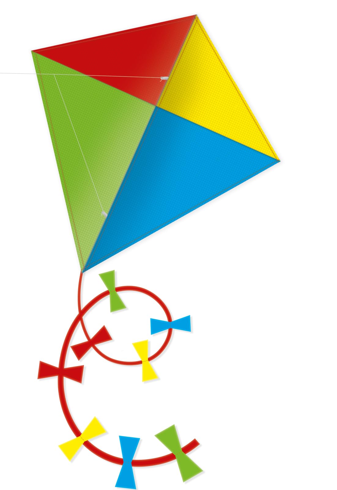 Günther Flugspiele 1164 Quadro Monofilament Kite Approx. 70 x 70 cm - Children's Kite Made of Sturdy Polyester with Handle and Rope, Outdoor Toy for Children from 6 Years