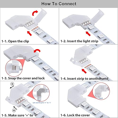 Miniatura 4 de 90 grados esquina 4 pin L forma conector para 0.394 in RGB LED tira luz no impermeable IP20 (10 PCS)