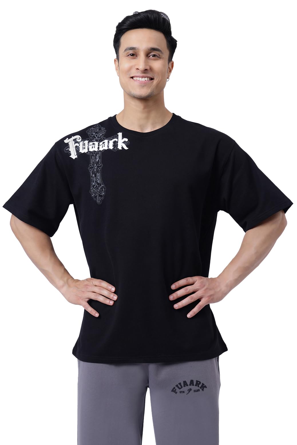fuaark Mens Eagle Half Sleeve Cotton Oversized Fit Printed Gym Workout & Casual T-Shirt-picture-28