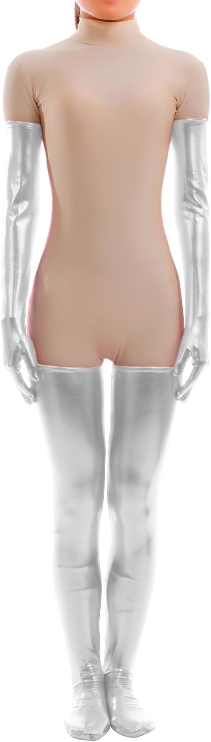 Sheface Metallic Wet Look Tight Gloves and Stockings Suits