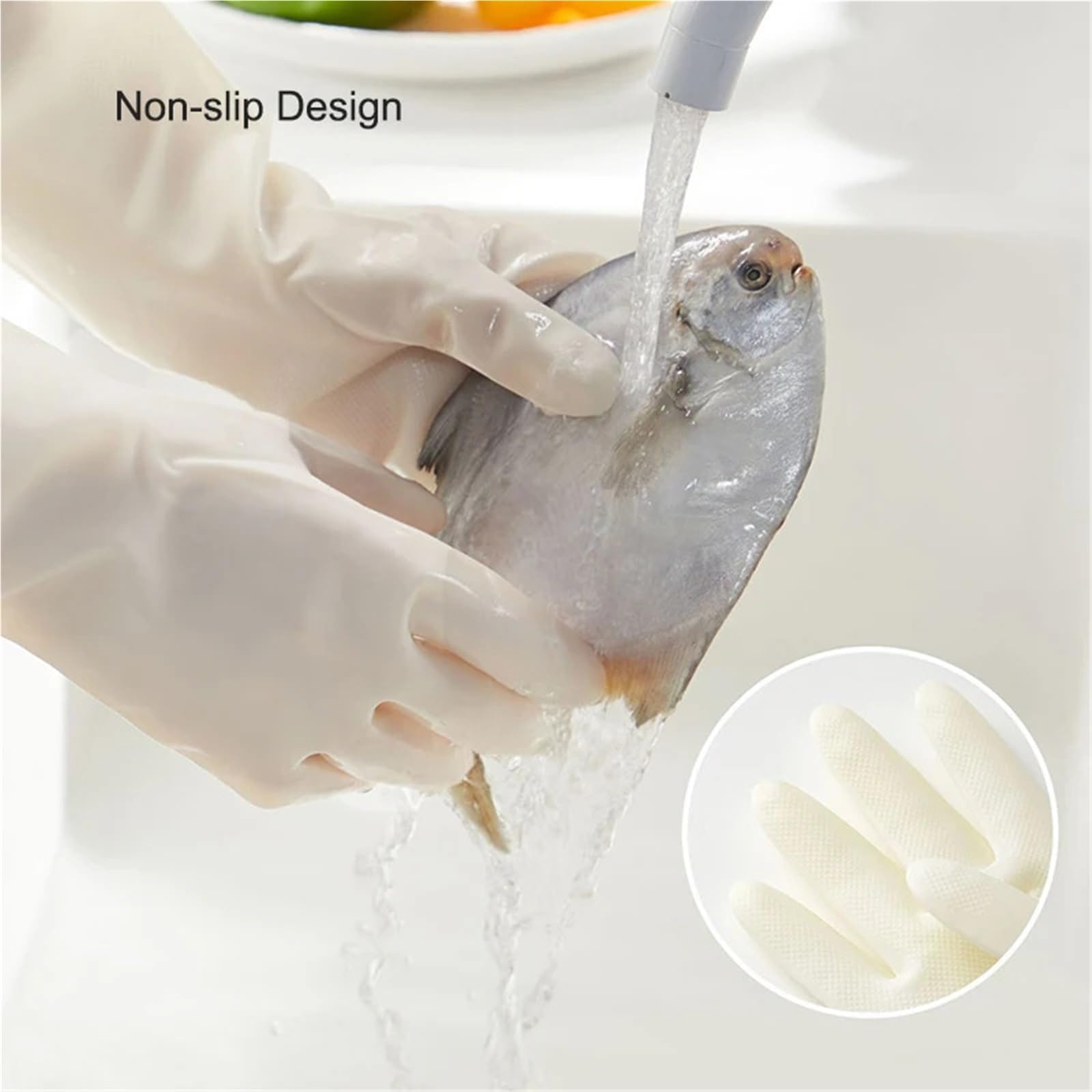 Guantes Limpieza Guantes de nitrilo blancos, duraderos y resistentes, ideales for lavar la cocina, impermeables, for limpieza del hogar accesorios