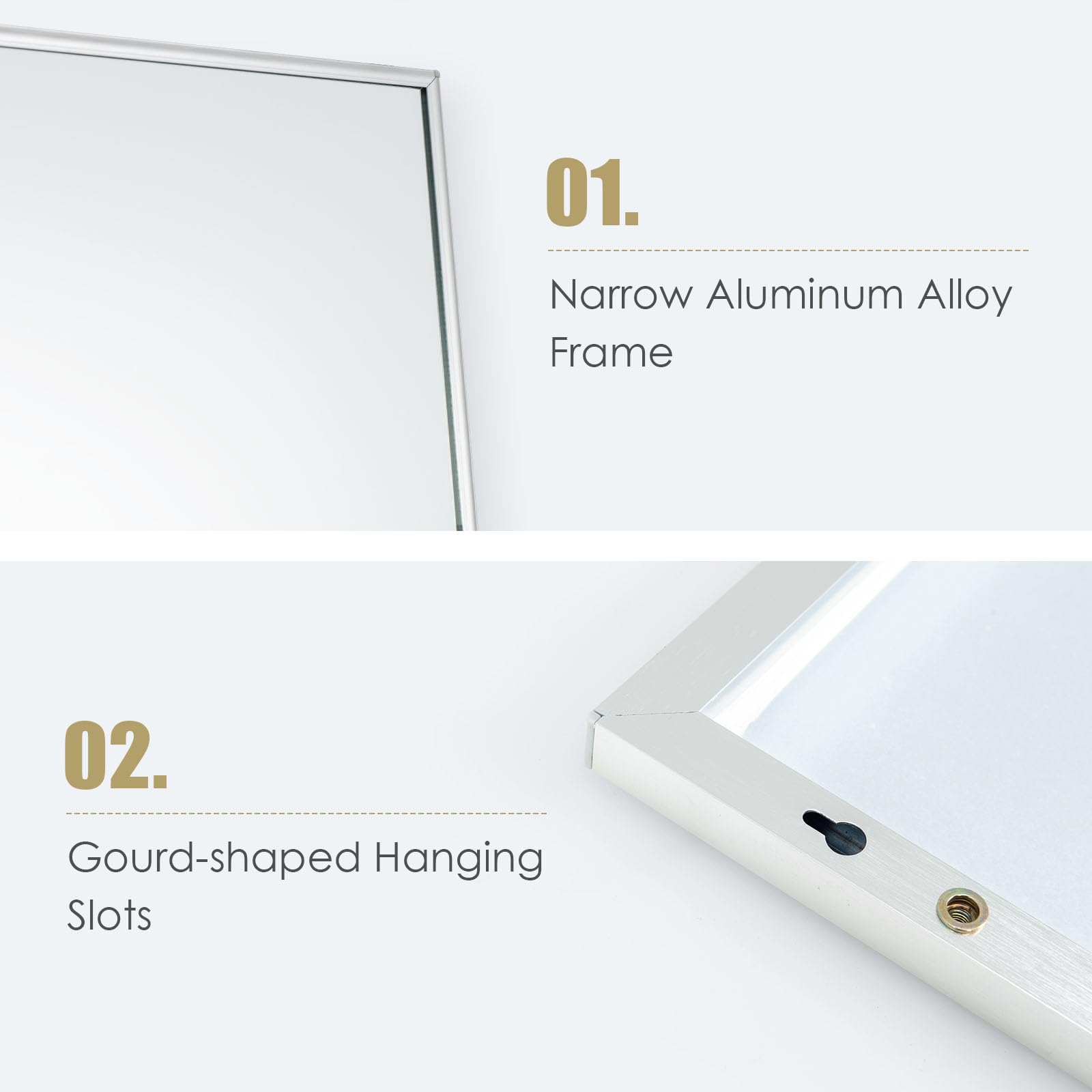 Specchio Da Parete 33x120 Cm Con Cornice In Alluminio - Con Ganci, Per Camera E Soggiorno - Foto 12