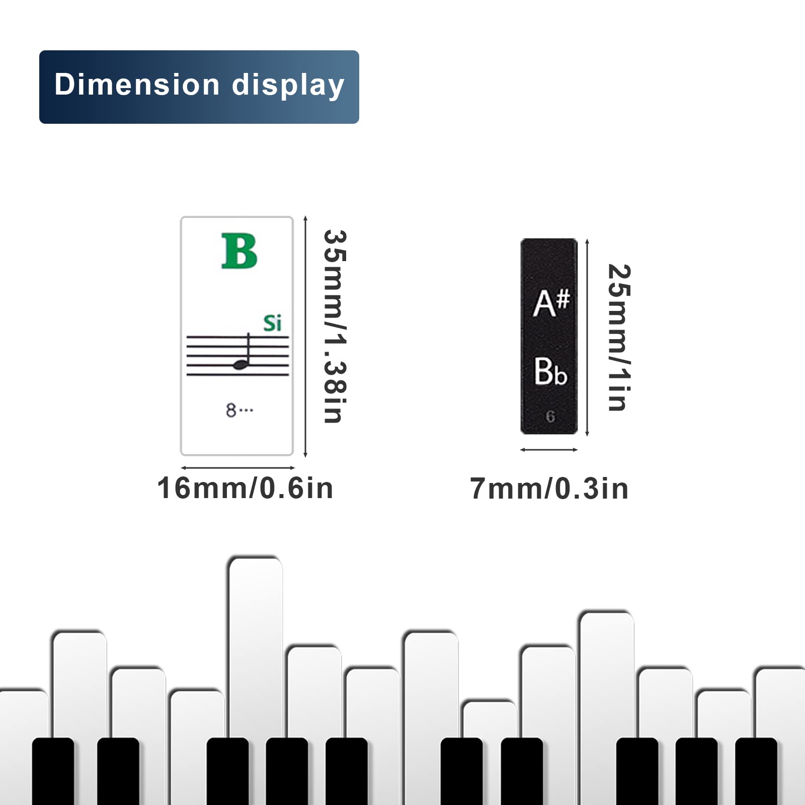 AIEX Removable Piano Keyboard Stickers For 88/61/54/49 Keys - Colorful Notes Letters For Beginners & Kids