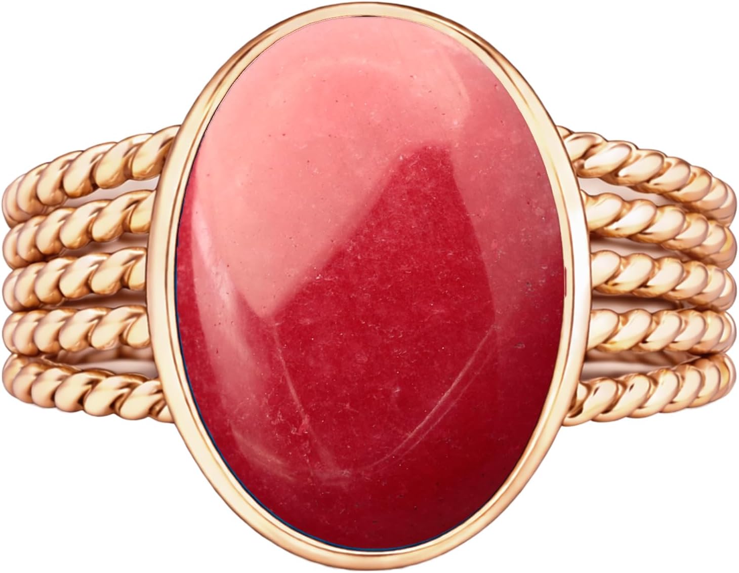 925 Sterling Silver Agate Ring for Women | 18K Rose Gold Vermeil Handmade Oval Natural Gemstone Jewelry | Chakra Crystal Statement Ring | Twisted Bezel Womens Gift Meaningful Stone