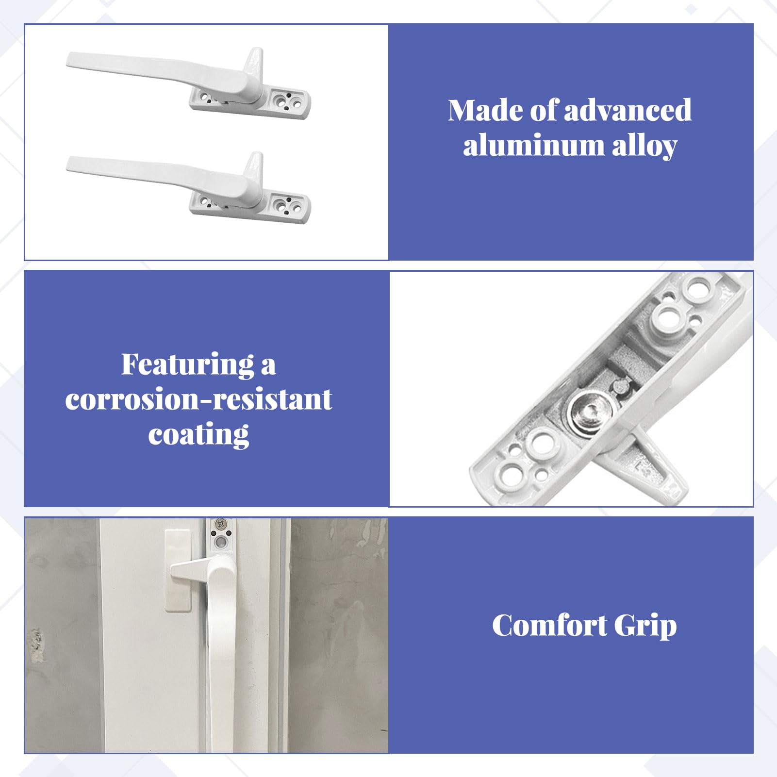 Window Handle,2 PCS Double Glazing UPVC Window Handles,White Cockspur Window Handle Replacement Kit,Right Hand,Handle Lever for Windows and Sliding Doors - Image 3