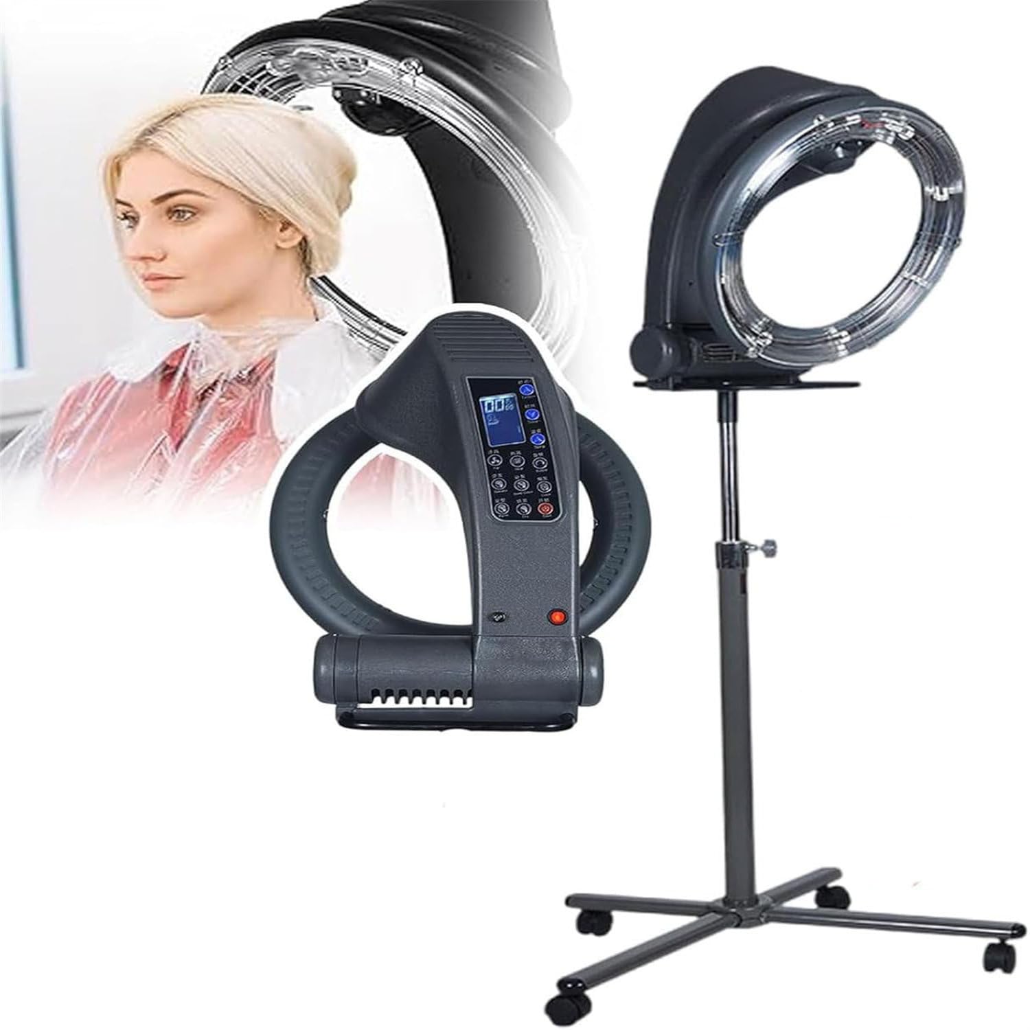 Orbiting Hair Dryer Standing Hair Perm Color Processor Hair Steamer Adjustable Timer and Temperature Vertical