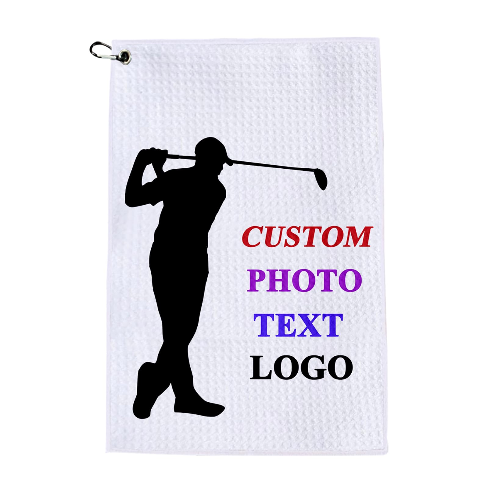 KakaTify Personalized Microfiber Golf Towels with Clip - Custom Picture Text Photo Name Logo - 15.7"x23.6" for Men and Women