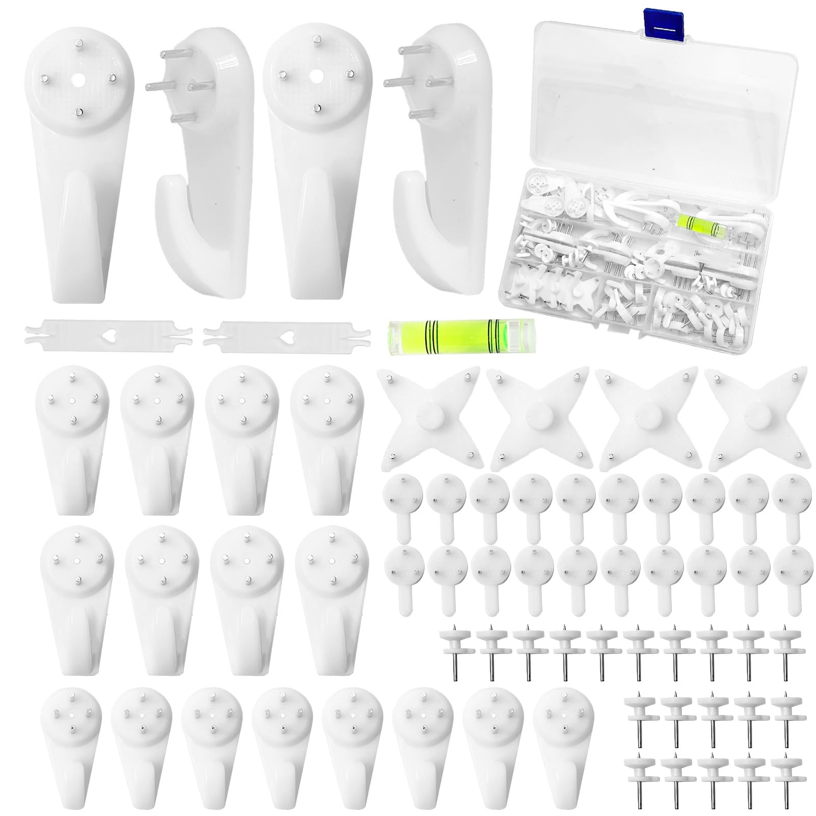 68 Pcs Picture Hooks for Hard Walls Heavy Duty Hanging Kit White Wall Decor