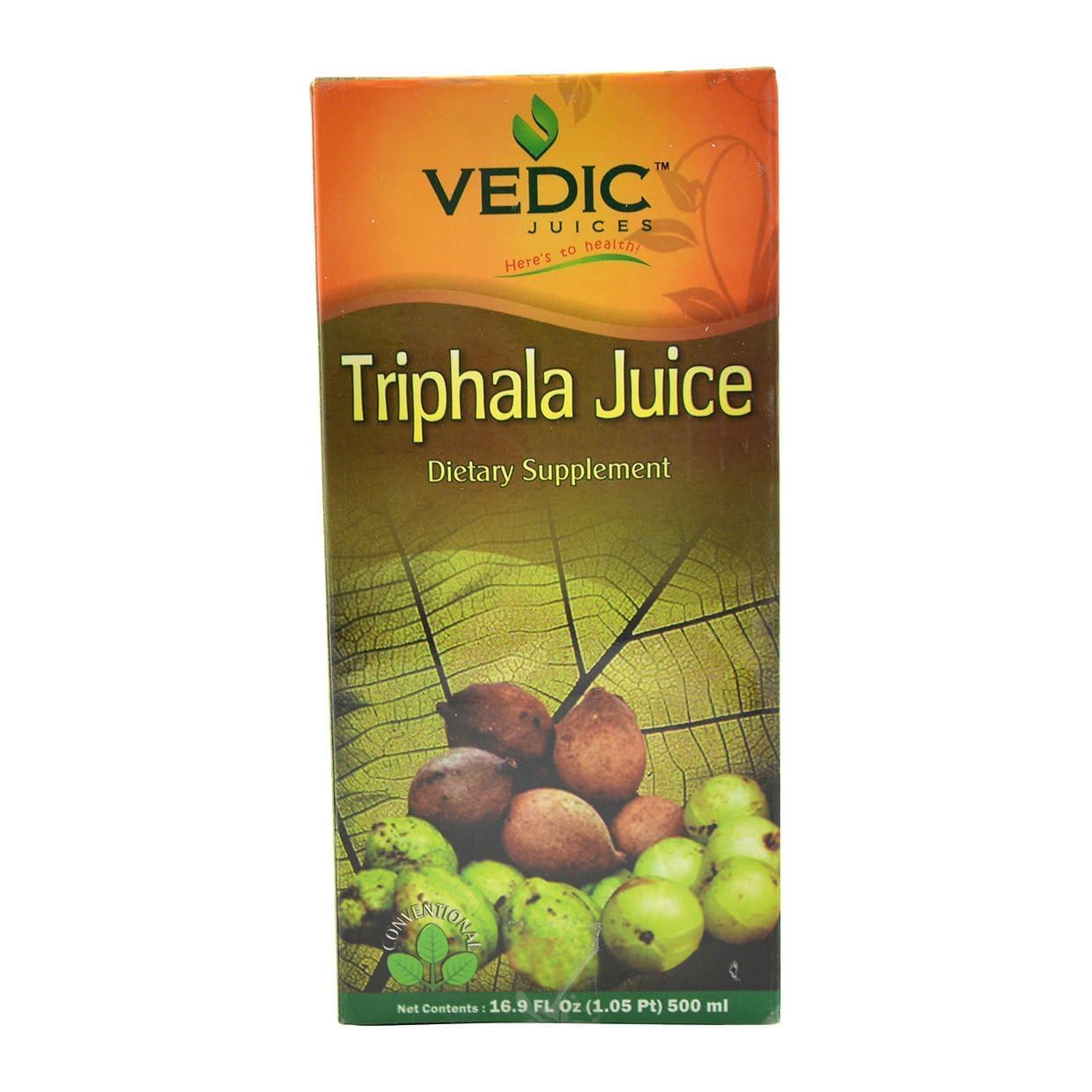 Vedic Triphala Juice 100% Natural Herbal Health Drink (500ml), No Added Sugar, Artificial Colors, or Flavors, Amla, Haritaki & Vibhitaki Blend
