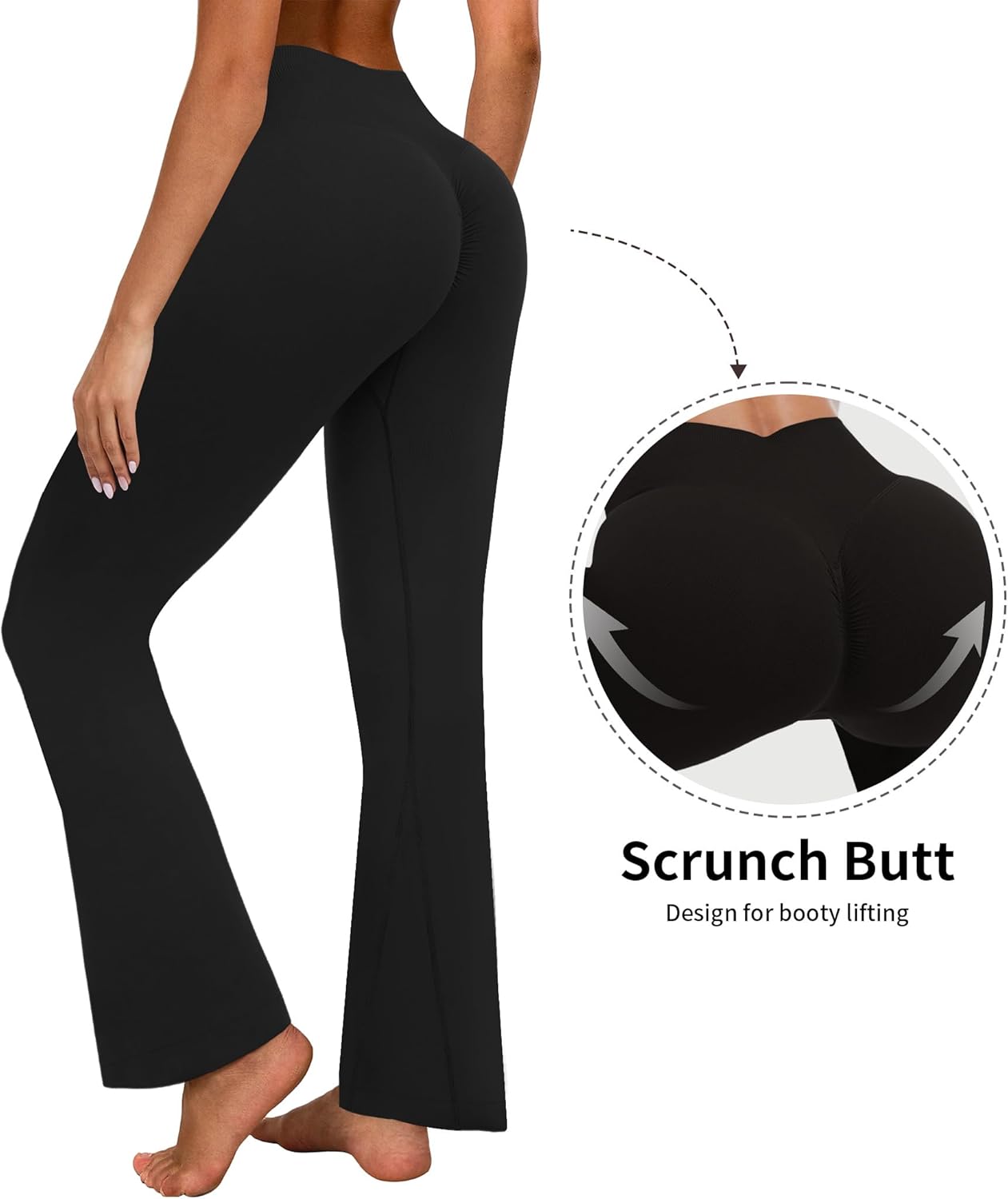 FireSwan Flare Leggings for Women Scrunch Butt Seamless Yoga Pants Tummy Control High Waisted Bootcut Workout Leggings - Image 4