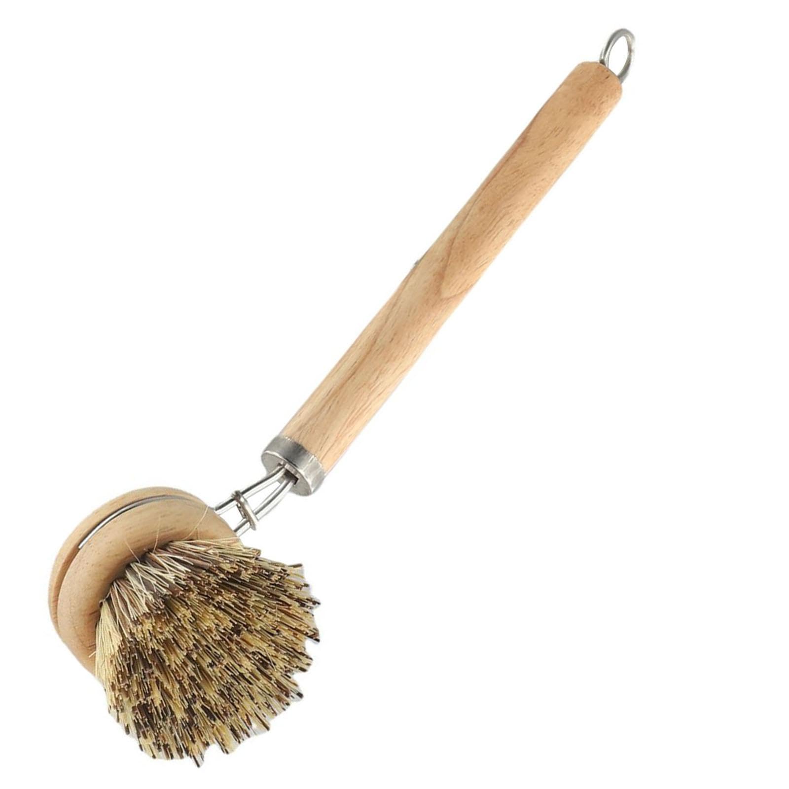 Cepillo de bambú para Fregar Platos, de Madera, para Cocina, de Hierro Fundido, para sartenes y ollas (2 Unidades)