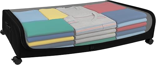 Crystal Lemon - Almacenamiento bajo la cama con ruedas, contenedor de almacenamiento rodante debajo de la cama, contenedor de almacenamiento de