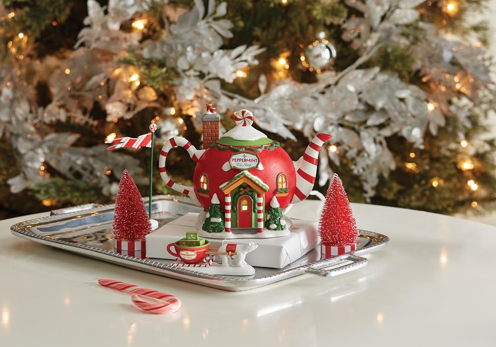 Department 56 North Pole Village Peppermint Tea Shop Lit Building, 5.32 Inch, Multicolor