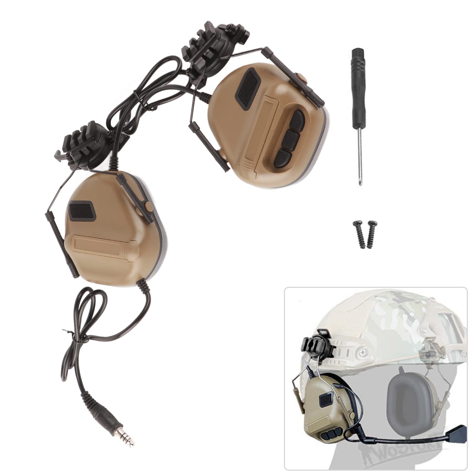Fydun Airsoft Dummy Tactical, Tácticas Plegables Impermeables para Exteriores, Auriculares con Micrófono, Auriculares para Juegos de Combate CS, Barro (Broncearse)