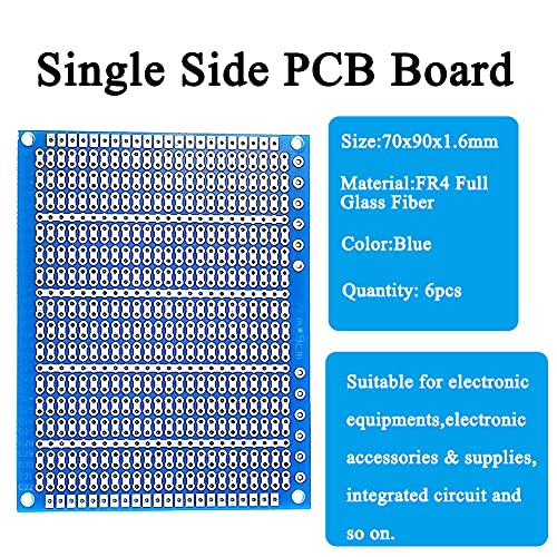 YUNGUI 6PCS Solderable Breadboard,824 Holes 70x90x1.6mm PCB Board for DIY Prototype Soldering and Electronic Project with Arduino Kits, Blue - Thumbnail 2