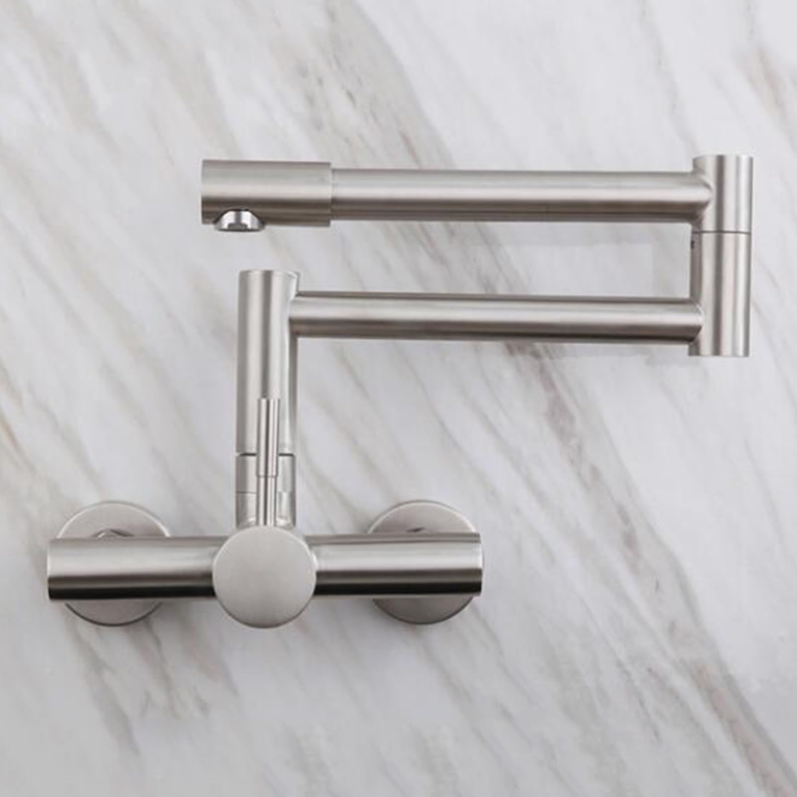 Grifo de Pared Cocina Acero Inoxidable Cepillado Grifo de Cocina Giratorio Plegable Grifo de Fregadero de Cocina-Cepillado