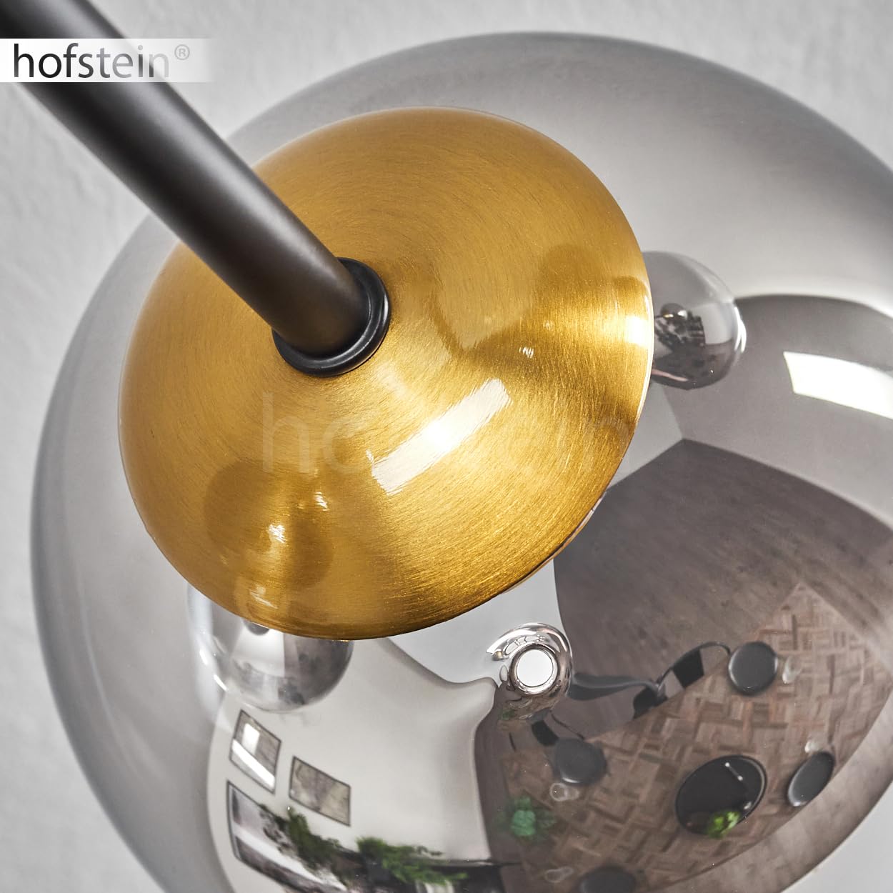 HOFSTEIN Deckenleuchte Chehalis, 6-flammige Deckenlampe aus Metall/Glas in Schwarz/Gold/Rauch/Klar, Leuchte im Vintage-Design, Ø Schirme 10; 12; 15 cm, G9, Esszimmer, Schlafzimmer, Wohnzimmer, Küche