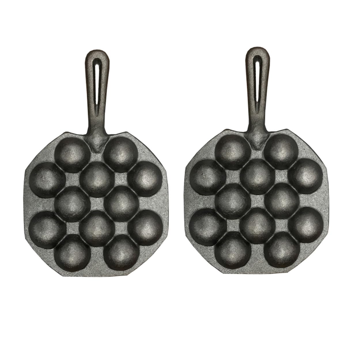 VICASKY Takoyaki Kochblech 2 Stück aus Eisen, Schwarz, Anti Rost | Gleichmäßige Wärmeverteilung, für Zuhause und Küche, Praktische Schnecken Backform