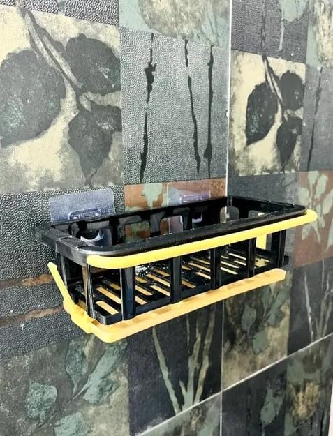 Image of Adjustable Two-Tone Hanging Drain Rack - Retractable Plastic Sink Storage Tray & Drying Basket - Space-Saving Sponge Holder for Kitchen & Bathroom Use - Multicolour (1 Pc)