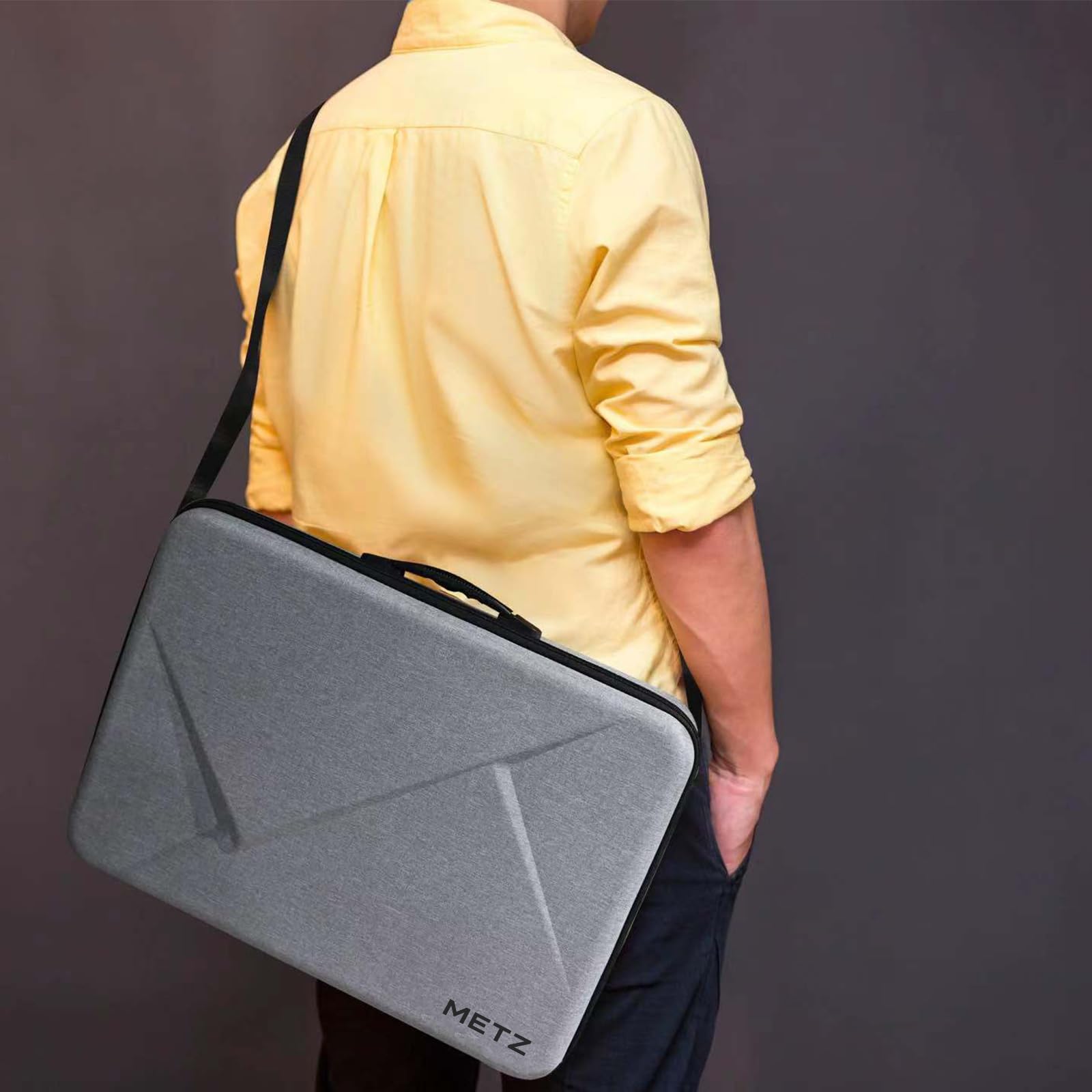 Metz Borsa da Viaggio Porta Monitor Portatile o Tv Portatile da 24 Pollici, Compatibile con Serie MPE7, con Tracolla Regolabile e Removibile, Zip, Tasche per Cavi, Organiser, Grigio