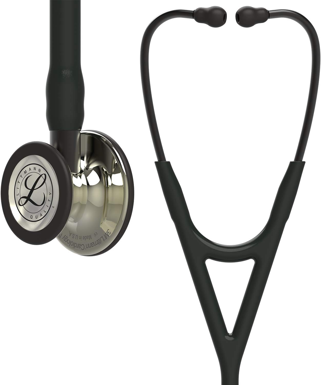 3M Littmann Cardiology IV Diagnostic Stethoscope, Champagne-Finish Chestpiece, Black Tube, Smoke Stem and Headset, 27 inch, 6179