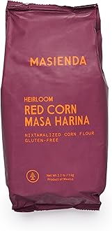 Heirloom Red Corn Masa Harina/Flour. Nixtamalized Corn Flour Perfect for Corn Tortillas, Tamales, Tostadas, Pupusas, Arepas and More. Gluten-Free, Non-GMO, Preservative-Free. 2.2 Pounds.