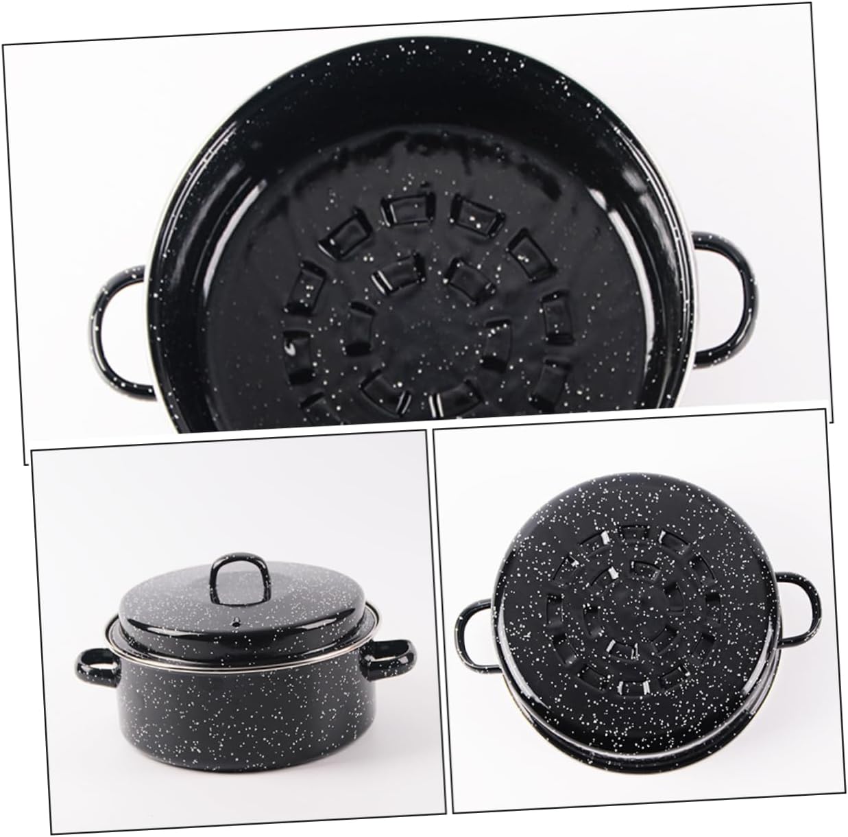 Multi-function Roasting Pan for Home Cooking High Temperature Resistant Enamel Cooking Pot for Baking Meats and Vegetables for Couples and Families