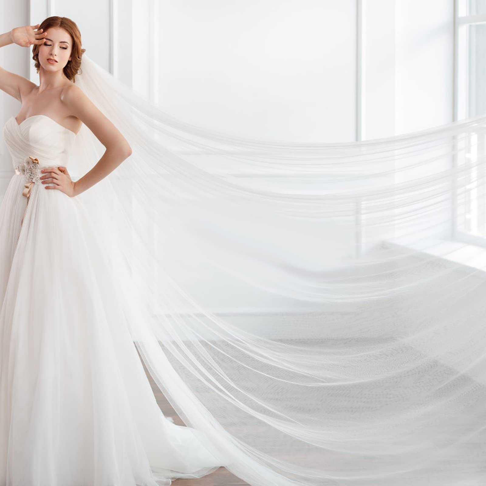 QINERSAW Rouleau De Tulle Blanc 92m X 30cm - Polyester Pour Déco Mariage, Tutus, DIY - Grand Rouleau