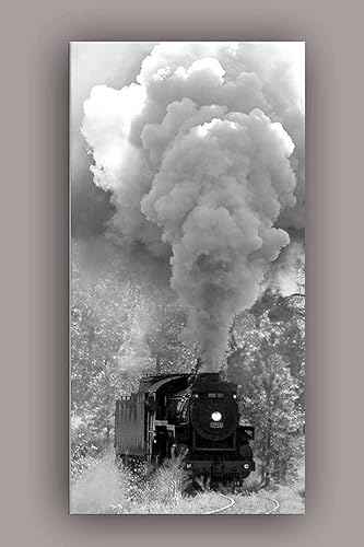 Startonight Lienzo decorativo para pared, tren de vapor abstracto en blanco y negro, imagen enmarcada para decoración del hogar para sala de estar,