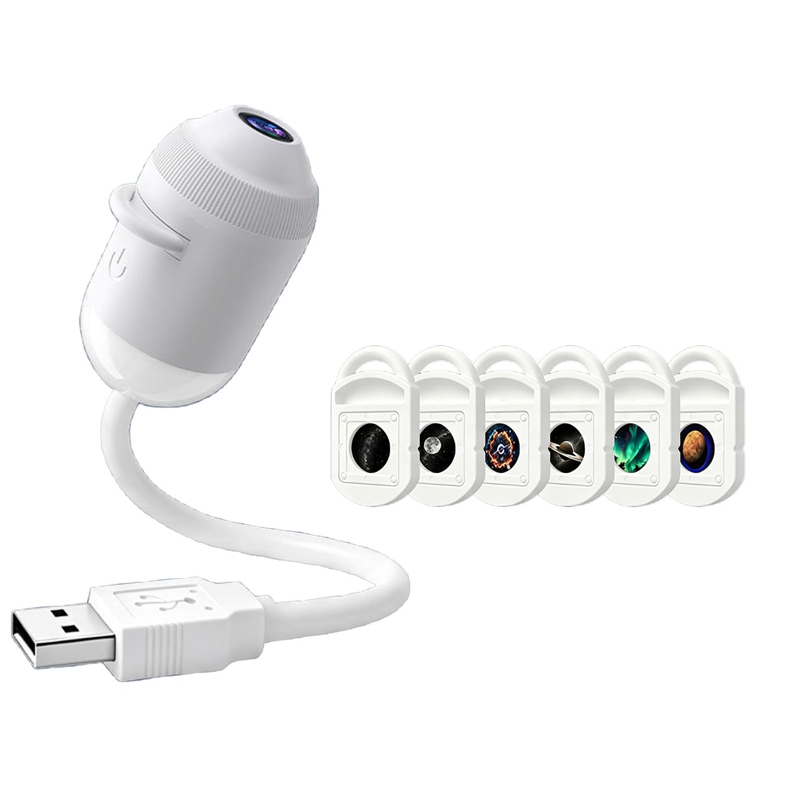 6 Films Galaxy Projector,2 in 1 Star Night Light,USB Holographic Lamp