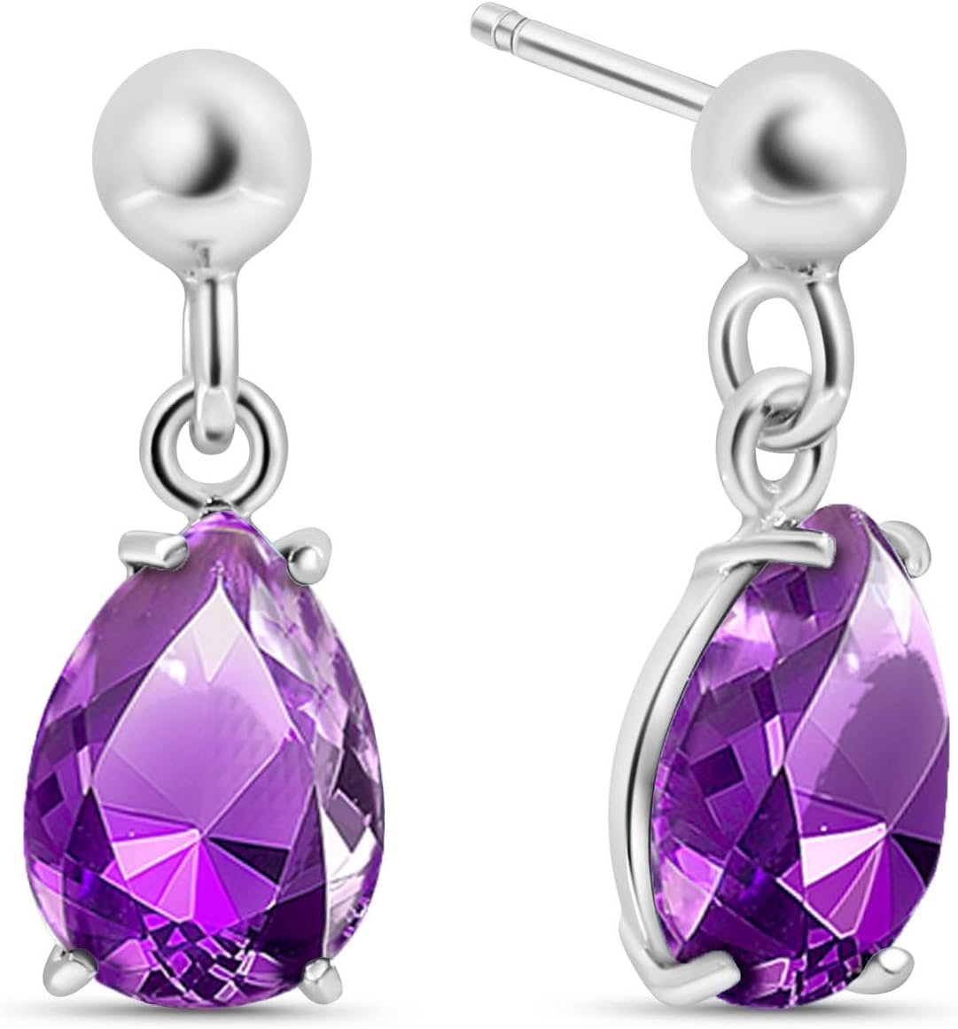 925 Sterling Silver Gemstone Earrings for Women – Birthstone Jewelry – Dainty Silver Teardrop Earrings – Perfect Birthday Gift