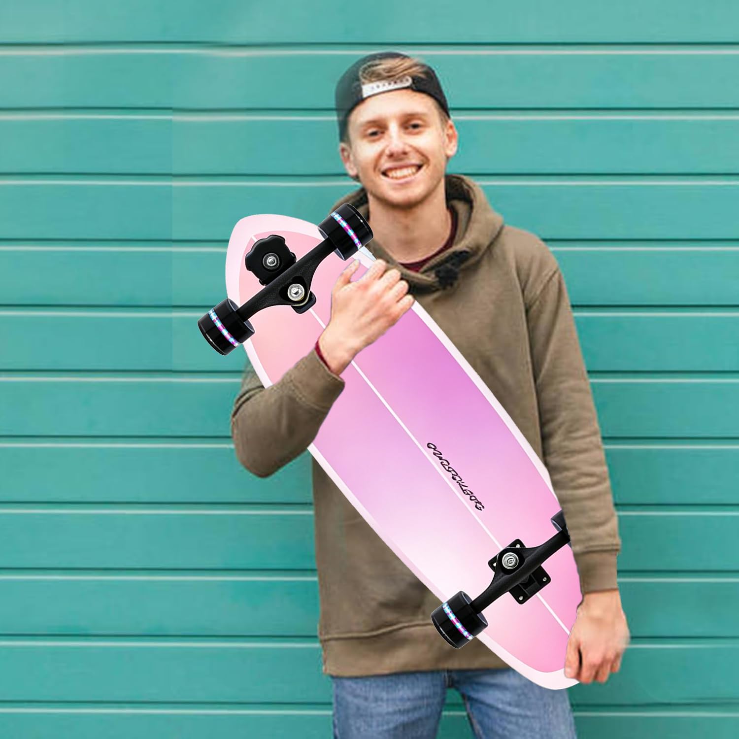 Surf Skateboards Planche à roulettes 76,2 x 24,1 cm pour jeunes débutants Double Kick Deck pour filles ou garçons