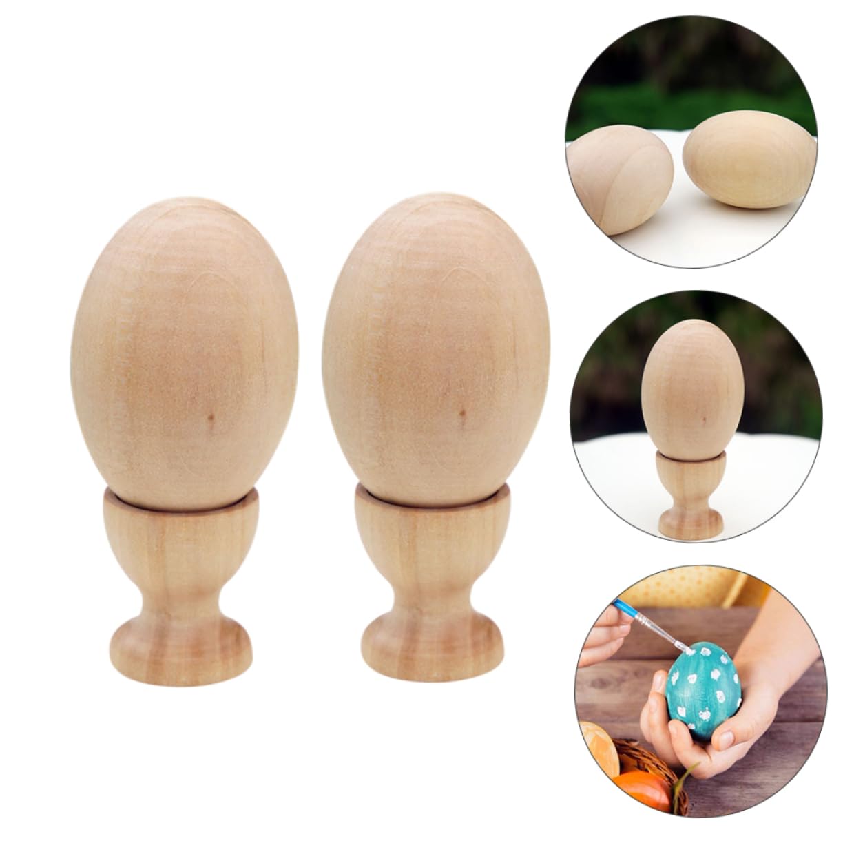 Toyvian 16sets Uova Di Legno Per Decorazioni Pasquali Kit Con Supporti Uova Simulazione Per Attività Creative e Decorazioni Di Halloween e Natale