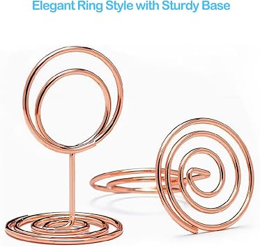 Jofefe 20Pcs Table Number Holders, Place Card Holder, Mini Table Card Holders, Cute Picture Holder Photo Holders for Wedding Reception Party, Table Centerpieces (Rose Gold)