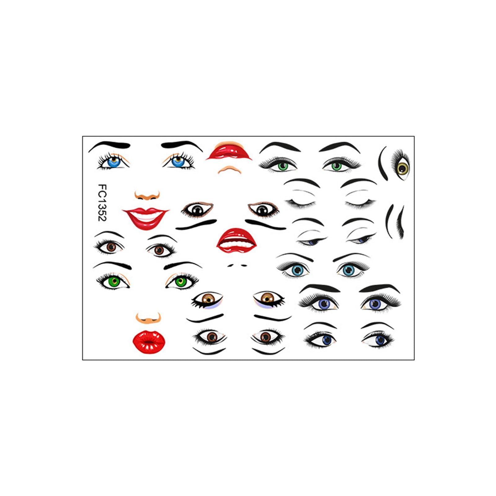 2 Sheets Face Sticker for Water Bottle Flower Pots Books Facials Stickers Faces Expression Sticker Eyes Nose Stickers Face Expression