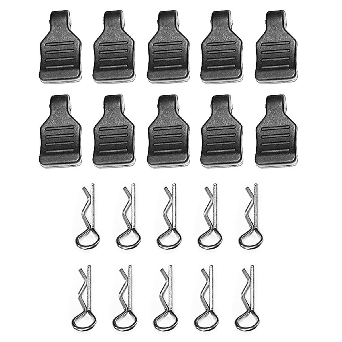 Sarini 10 Black RC Body Clips, 1/24 Car Body Clips, Suitable For 1/18 Remote Control Cars 1/24, Anti-Lost Car Shell Buckle R-Type Buckle Metal Clip (Black)