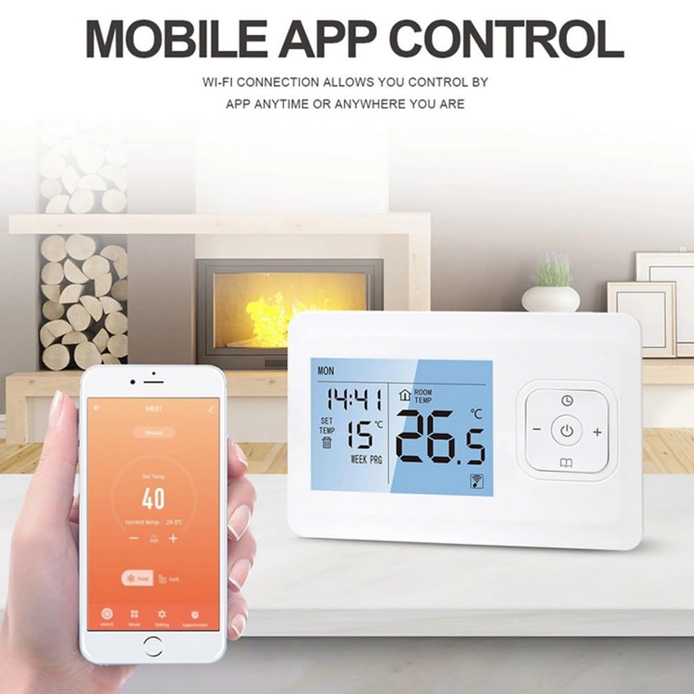 Termostato Programmabile WiFi Astuto per Caldaia e Riscaldamento, Telecomando TuyaSmart Life, Wireless Wifi Phone App Controllo