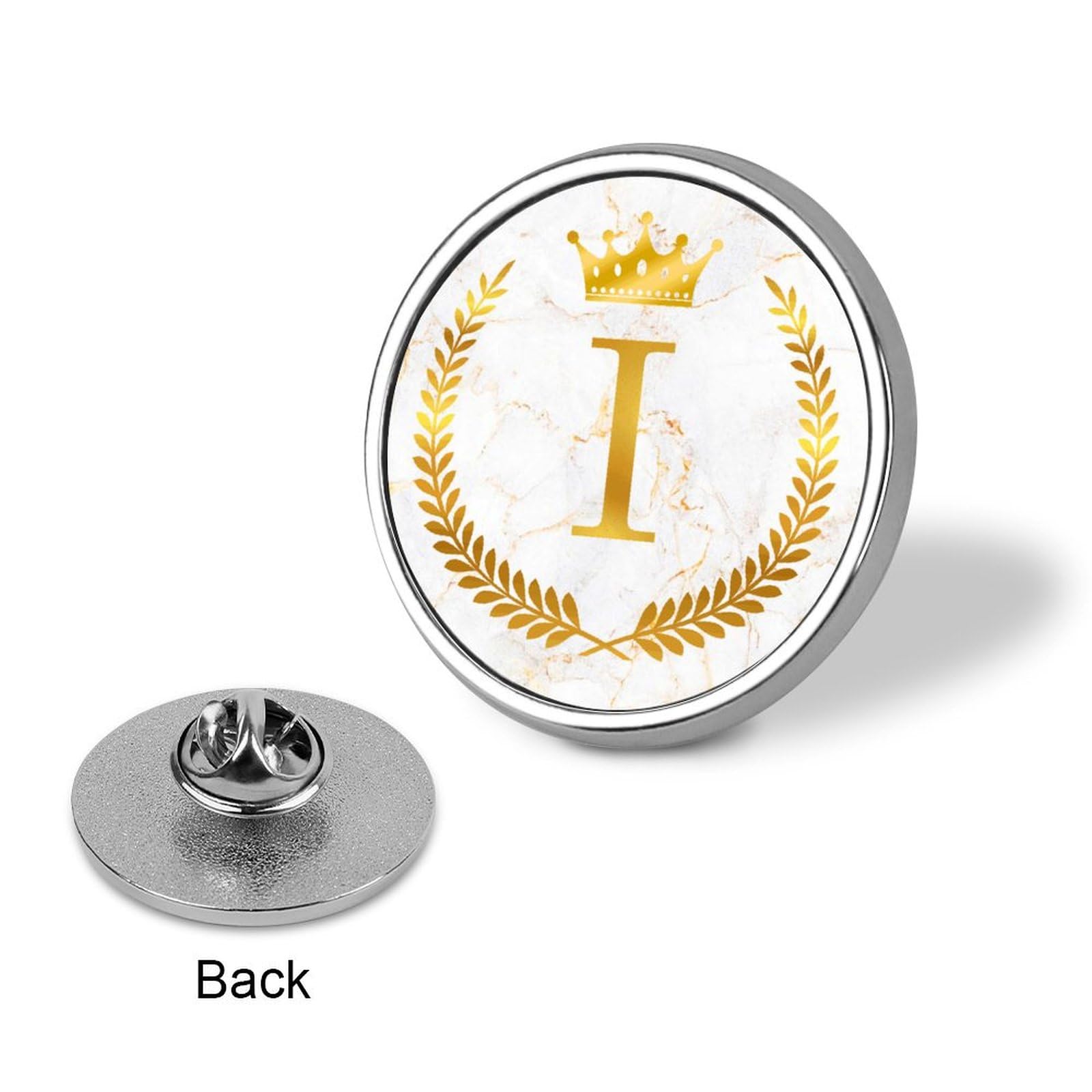 E Buchstaben-Anstecker Set Goldene Krone Monogramm Familie Revers Pin Monogramm Initial Buttons Personalisierte Buttons Modern Pin für Rucksäcke Taschen Hüte Stoff