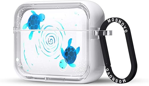 MOSNOVO Funda para Airpods Pro 2, funda para Airpods Pro, funda protectora transparente con estampado de tortuga espacial con anillo de metal duro