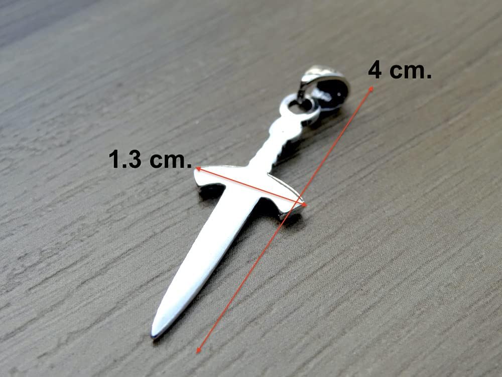 Sword Pendant Sterling Silver 925 Dagger Necklace Charm Minimalistic Unisex Handmade Jewelry - Image 7