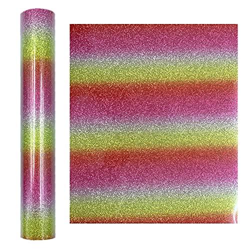 Aoleytech Regenbogen Heat Transfer Vinyl Bundle Plotterfolie Textil, 10 x 12 Zoll Glitter Heat Transfer Vinylblätter für Cricut & Silhouette Cameo, Teflonfolie Eisen auf Vinyl for T-Shirt & Stoffe Cover