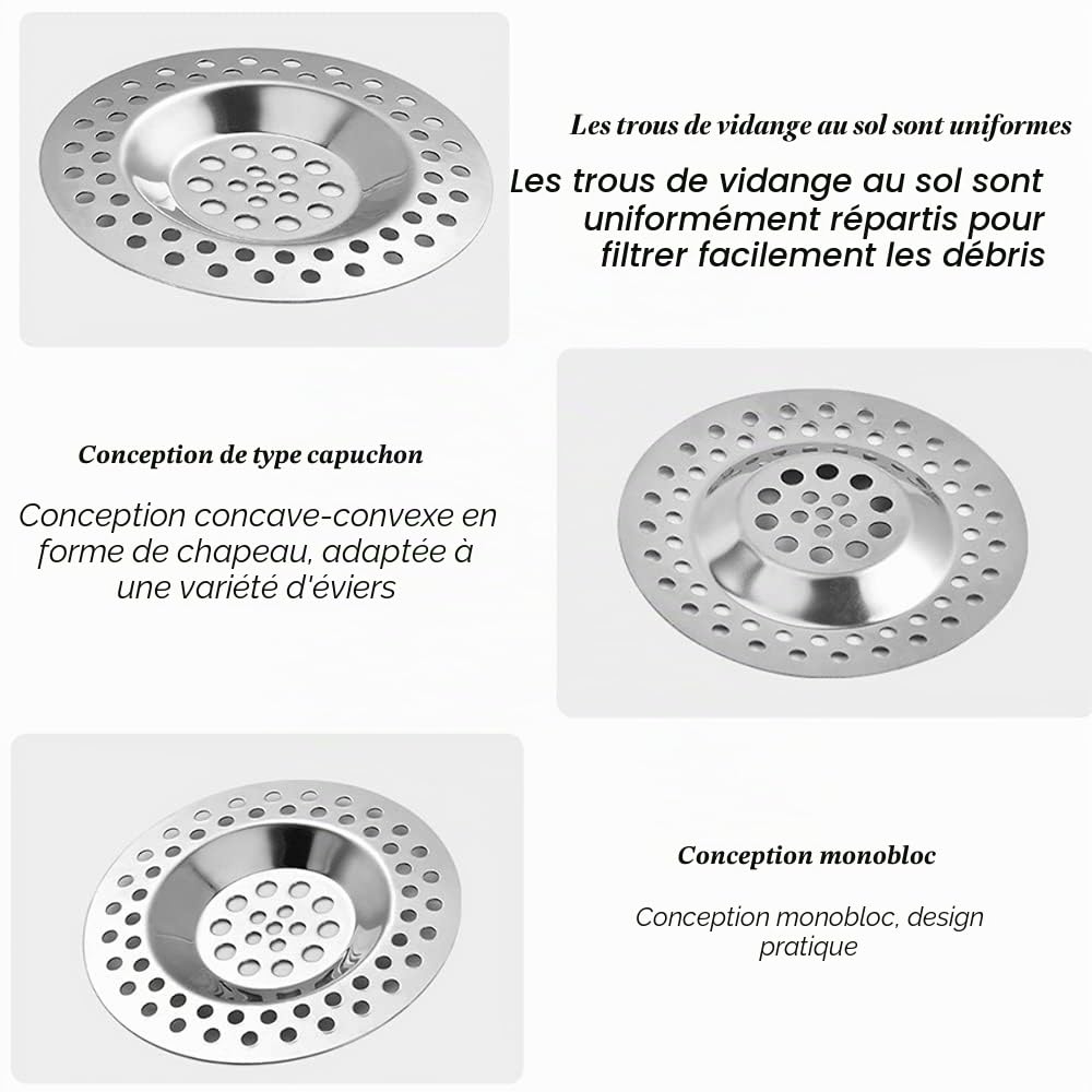 2 Pcs Filtre évier Cuisine, Évier Filtre de Vidange, Grille Evier Cuisine, Filtre à évier en Acier Inoxydable, pour Évier de Cuisine/Salle de Bain Filtre Anti-Obstruction