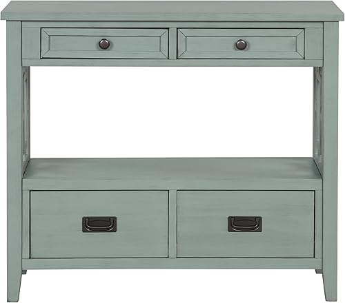 Miniatura 21 de Mesa de sofá de entrada con 4 cajones de almacenamiento grandes para entrada, sala de estar, dormitorio, pasillo, cocina, mesa auxiliar de sofá,